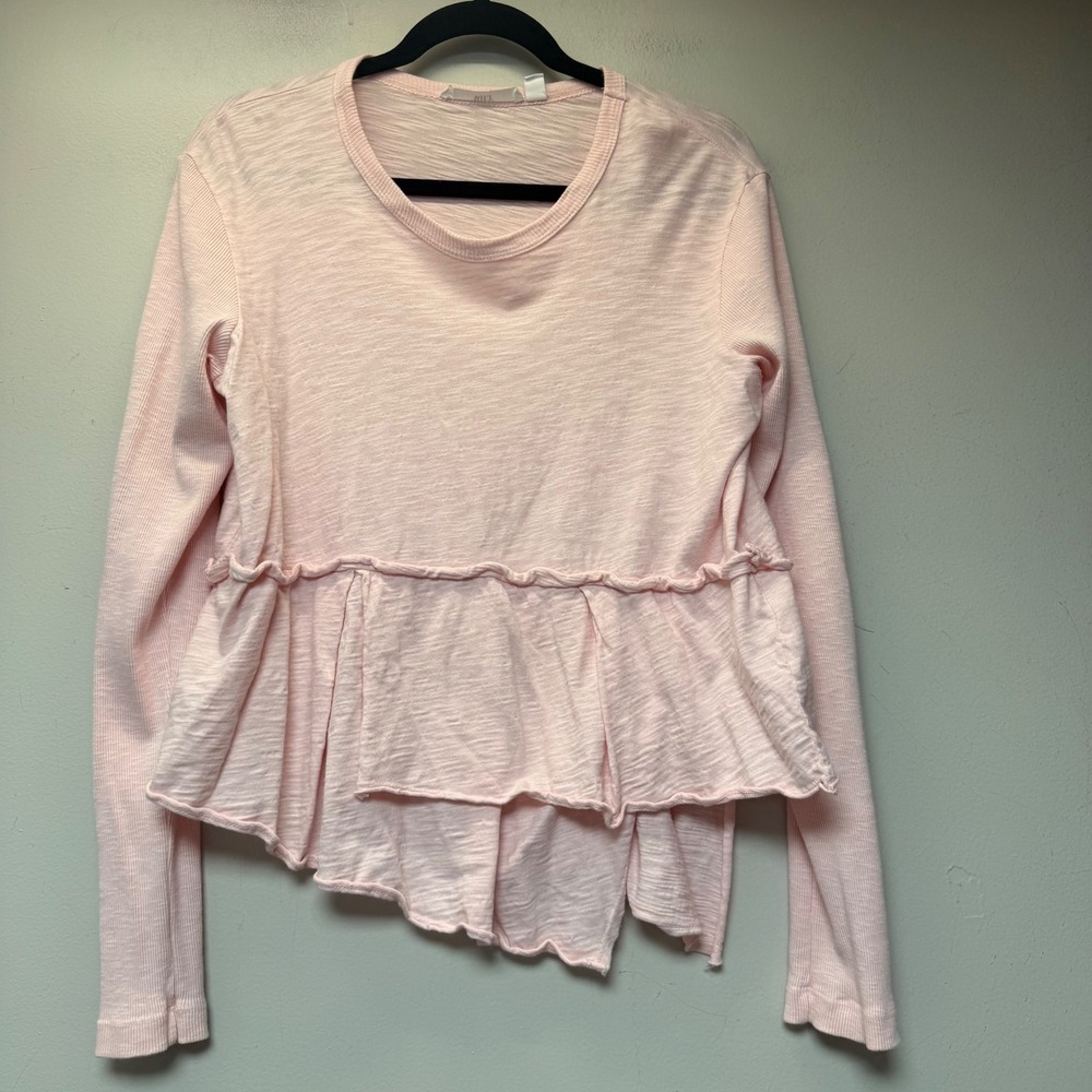 Wilt Ruffle Hem Top Women Large Pink Excellent Asymmetrical Slub Cotton 15248